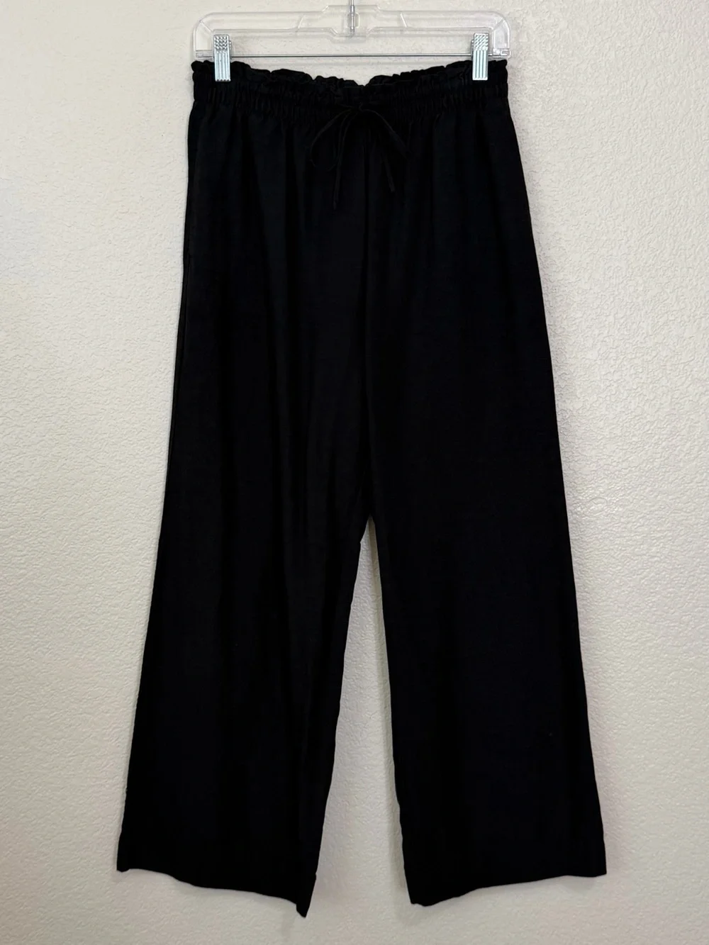 NWOT H&M Linen Blend High-Rise Wide Leg Pull-On Pants, Sz Small